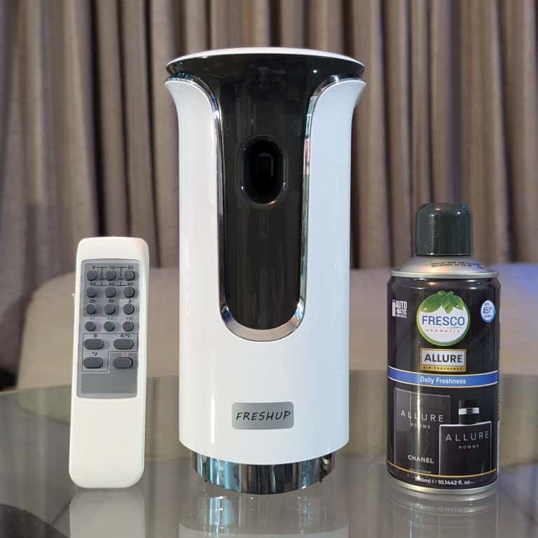 Freshup  Premium LED Remote Control Automatic Air Freshener Dispenser with Free Air Freshener & D-Size Batteries