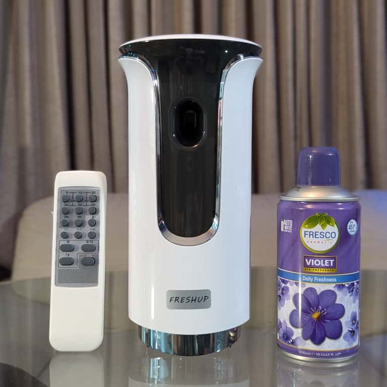Freshup  Premium LED Remote Control Automatic Air Freshener Dispenser with Free Air Freshener & D-Size Batteries