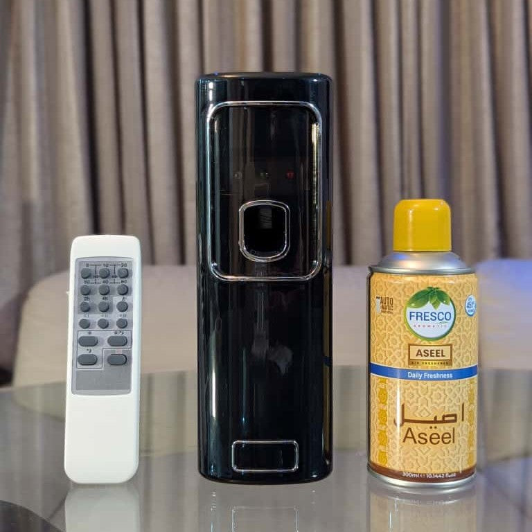 Freshup Black LED Remote Control Automatic Air Freshener Dispenser with Free Refill & D-Size Batteries