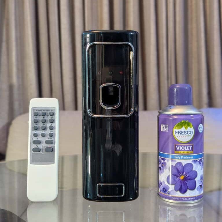 Freshup Black LED Remote Control Automatic Air Freshener Dispenser with Free Refill & D-Size Batteries