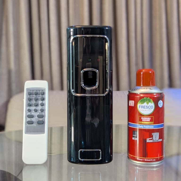 Freshup Black LED Remote Control Automatic Air Freshener Dispenser with Free Refill & D-Size Batteries