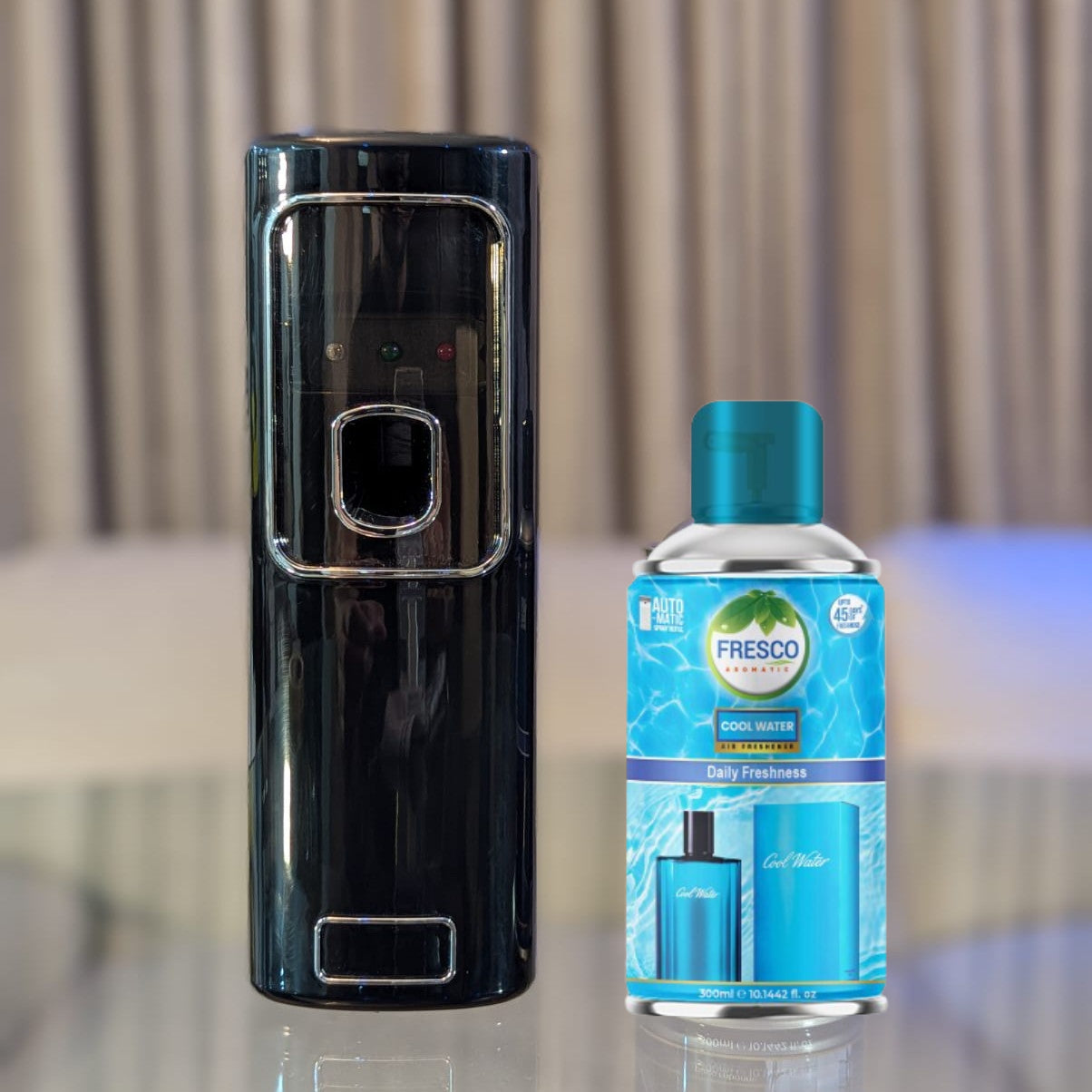 Freshup Black LED Automatic Air Freshener Dispenser with Free Refill & D-Size Batteries